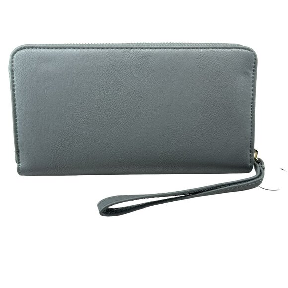 Tahari Call Center Slate Blue Faux Leather Wristlet Identity Protect Lining NEW - Picture 2 of 6